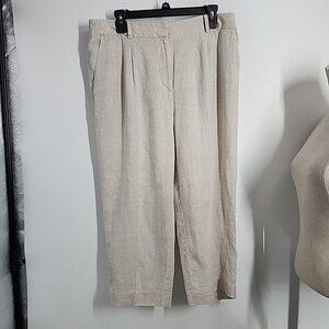 Talbots Bristol Crop Pants Size 14P  100% Linen Petite Womens Lagenlook